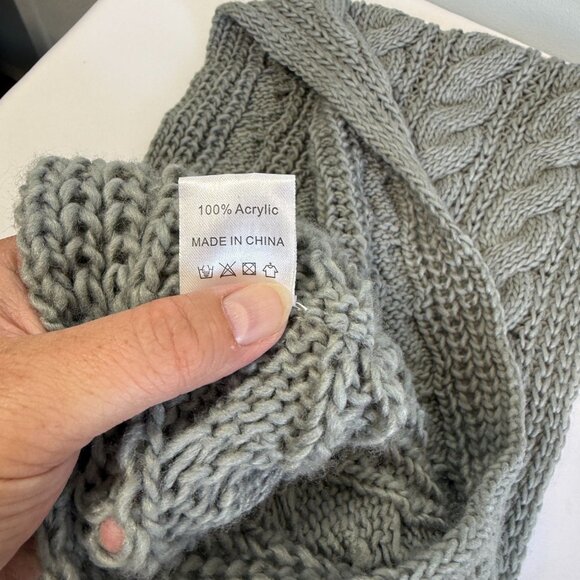 Queenfur Womens Thick Cable Knit Ribbed Infinity Circle Loop Scraf Gray Winter - Picture 7 of 7